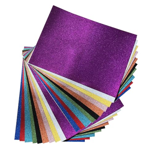 20 Blatt Glitzerpapier zum Basteln 10 Farben A4 Bunt Glitzer Papie Grußkarten Scrapbooking 250g/m² Glitterkarton zum Basteln und Gestalten von Yphzmtz