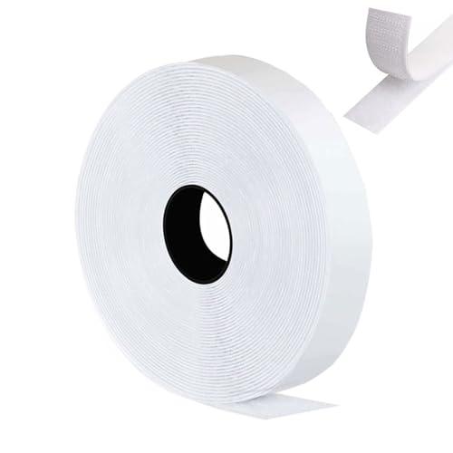 Yphzmtz 1 Rolle Doppelseitiges Klettband, 8 m x 2 cm Selbstklebend Extra Stark Vielseitig Klettverschluss Klett Klebepads Magic Tape für Sichere Befestigung Weiß von Yphzmtz