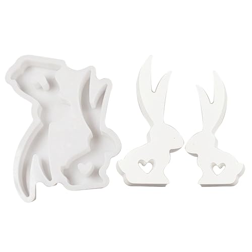 2 Stück Silikonform Ostern Hase, Silikonform Hase, Silikonformen Gießformen Ostern, Silikonform Hase Mit Herz, Kaninchen Silikonform Ostern Silikon Osterhase For Kerzen von Yplkm