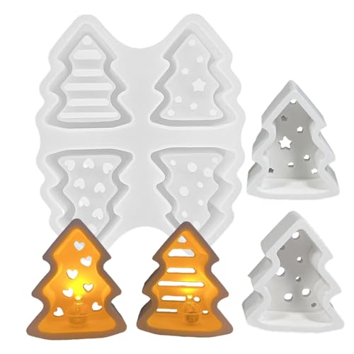 Silikonformen Gießformen Kerzenhalter, 4 Stück minis Weihnachtsbaum Silikonform Weihnachtsbaum Teelichthalter Kerzenformen, Weihnachten Silikonform Seifenform Epoxidharz Für Handwerk von Yplkm