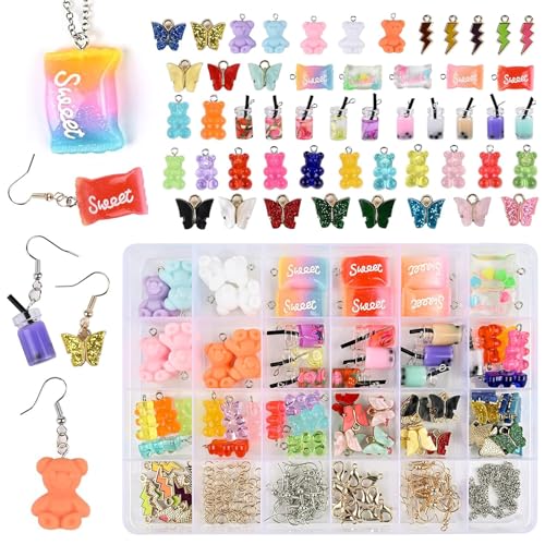 Yqhugbc 150 Stück Charms Anhänger Set, Ohrringe Selber Machen Set, Ohrringe Set, Ohrringe DIY Geschenk, Ohrringe Selber Machen, Armband Anhänger, für DIY Halskette Armband Ohrring Bastelbedarf von Yqhugbc