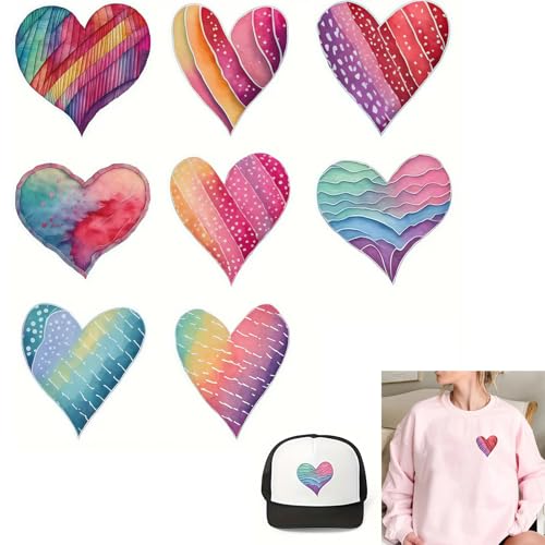 6 Stück Valentinstag Herz Liebe Blume Blatt Bügelbilder für T-Shirts Reiben auf Transfers Aufkleber Vinyl Fertig zum Drücken Aufkleber zum Aufbügeln für T-Shirts Kleidung Hoodie DIY Handwerk von Yqtwlkjic