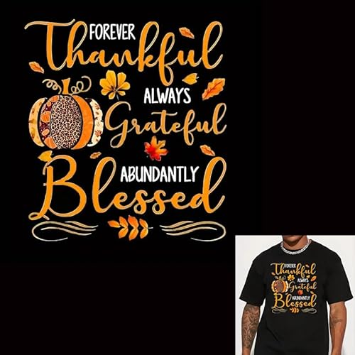 Christams Thanksgiving Kürbisblatt Bügelbilder für T-Shirts Reiben auf Transfers Aufkleber Vinyl fertig zum Drücken Aufkleber zum Aufbügeln für T-Shirts Kleidung Hoodie DIY Handwerk von Yqtwlkjic