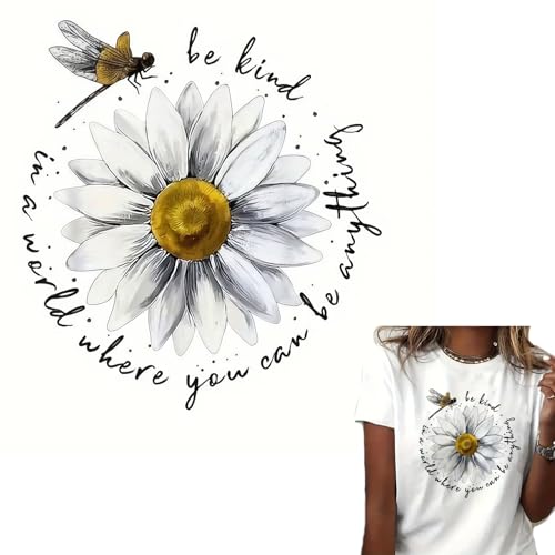 Sunflower Diasy Libelle Alphabet Blume Blatt Bügelbilder für T-Shirts Reiben auf Transfers Aufkleber Vinyl fertig zum Drücken Aufkleber zum Aufbügeln für T-Shirts Kleidung Hoodie DIY Handwerk von Yqtwlkjic