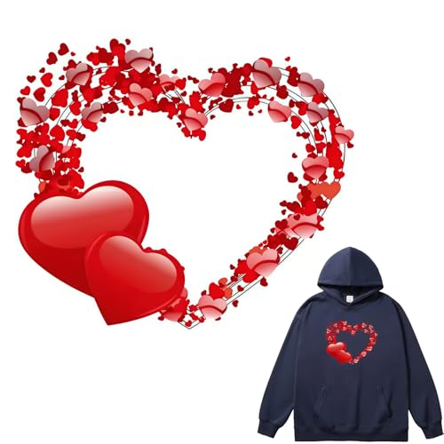 Valentinstag Herz Liebe Blume Blatt Bügelbilder für T-Shirts Reiben auf Transfers Aufkleber Vinyl Fertig zum Drücken Aufkleber Aufbügeln Aufkleber für T-Shirts Kleidung Hoodie DIY Handwerk von Yqtwlkjic