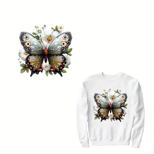 Weihnachten Schmetterling Blume Blatt Bügelbilder für T-Shirts Reiben auf Transfers Aufkleber Vinyl Fertig zum Drücken Aufkleber Aufbügeln Aufkleber für T-Shirts Kleidung Hoodie DIY Handwerk von Yqtwlkjic