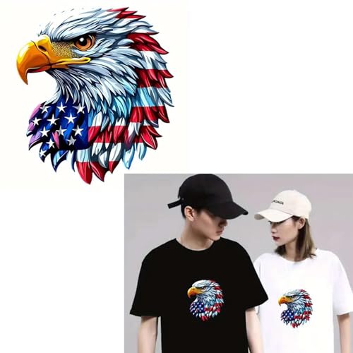 Weißkopfseeadler Flagge Eule Stern Bügelbilder für T-Shirts Reiben auf Transfers Aufkleber Vinyl Fertig zum Drücken Aufkleber Aufbügeln Aufkleber für T-Shirts Kleidung Hoodie DIY Handwerk von Yqtwlkjic