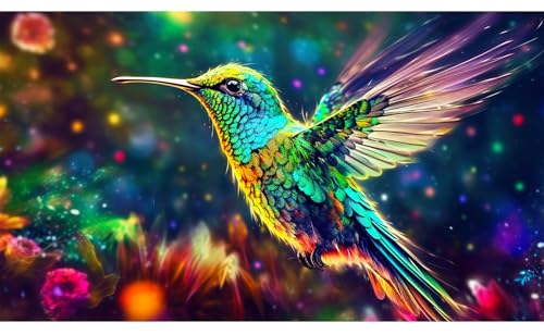 Yqwzhqmy 5D Diamond Painting birds，Diamond Painting Adult Set Groß XXL,DIY Cross Embroidery Painting Kits,Diamond Painting Pictures Hummingbird，for Wall Room Home Decoration 40X70cm von Yqwzhqmy