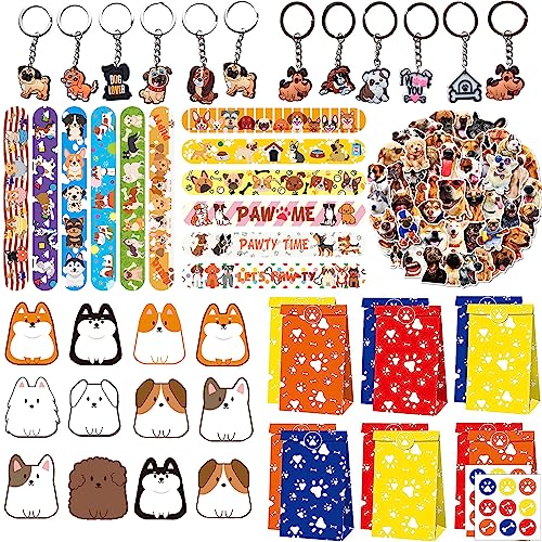 116 PCS Puppy Dog Party Favors, Dog Paw Party Birthday Supplies Include Goodie Bags, Slap Bracelets, Keychain, Stickers and Button Badges for Kids Pet Theme Decorations Pinata Fillers Treat Gift von Yrmysrx