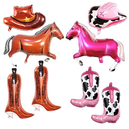 Western-Cowgirl-Ballon-Set, Stiefel, Hut, Pferd, Aluminiumfolien-Ballons für Geburtstag, Babyparty, Junggesellinnenabschied, Rodeo-Party, Western-Party-Dekorations-Zubehör von Yrmysrx