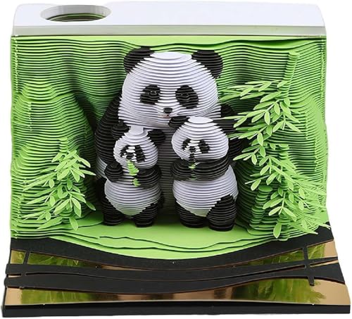 3D Kalender 2025, Panda 3D Kalender mit Stifthalter, 3D Memo Pad Kalender 2025, Panda 2025 Tischkalender-Notizblock, Papier Schnitzen Geschenk Desktop Dekoration von Ysislybin