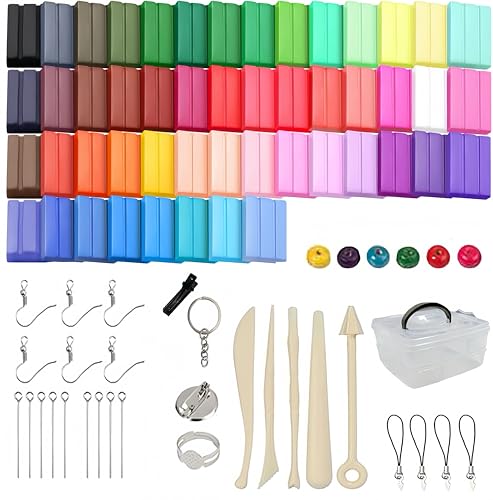 Polymer Clay, 50 bunte Weich Ton Set, Nontoxic DIY Oven Bake Modellierung Ton Kit mit Verschiedene Gravurwerkzeuge Set, Kunsthandwerk Set für Jungen und Mädche von Ysislybin