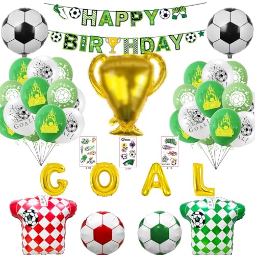 Yskmefun Fußball Deko Geburtstag, Fussball Deko Geburtstag Kinder, Fußball Luftballon Geburtstagsdeko Jungen, für Kinder Junge Geburtstag Party Dekoration, mit Happy Birthday Banner von Yskmefun