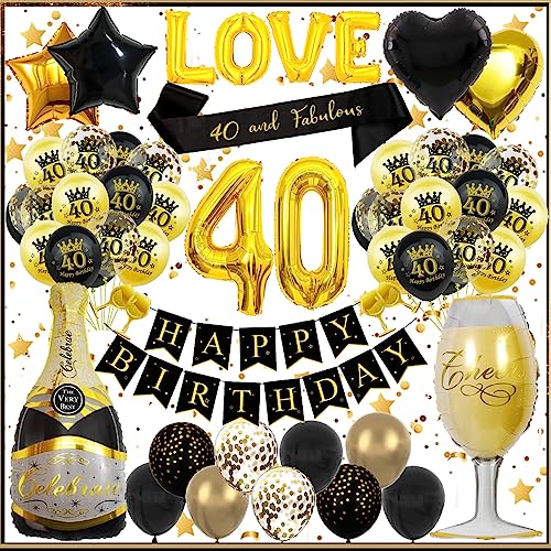 Yskmefun Deko 40. Geburtstag Frauen, Geburtstagsdeko Mann 40, Deko 40 Geburtstag Mann, Deko 40 Geburtstag Mann Frauen, Geburtstagdeko 40 Happy Birthday Deko von Yskmefun