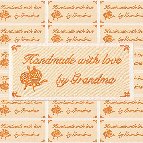 20 Packungen personalisierte Grandma-Tags Handmade with Love by Grandma Nähetiketten für handgefertigte Artikel, zum Aufbügeln von Stoffkleidung, Quilten von Ysleen