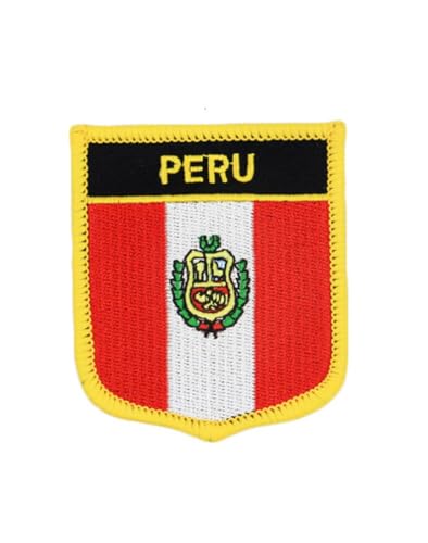 Ysmzzmsy 1 x Peltat (7,1 x 6,1 cm) Multinationale Flagge, zum Aufbügeln oder Aufnähen, bestickter taktischer militärischer nationaler multinationaler Aufnäher (Peru) von Ysmzzmsy