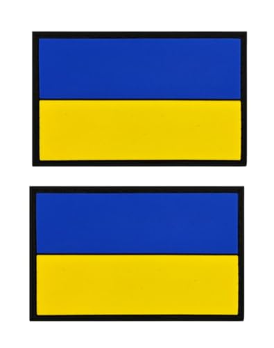 Ysmzzmsy Ukraine-Flagge, taktischer Aufnäher, PVC-Klettverschluss, Ukraine, 2 Stück von Ysmzzmsy