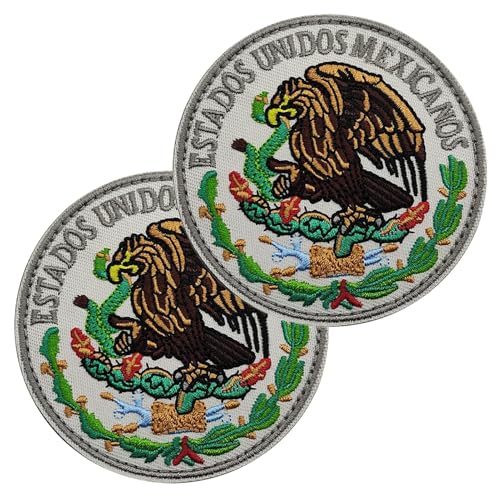 Mexikanisches Emblem-Patch | Patriotisches Nationalwappen | Mehrzweck-Mexiko-Aufnäher, bunter Emblem-Aufnäher, 2 Stück buntes tragbares Mexiko-Emblem, dekorative Aufnäher für Rucksäcke, Westen, Hüte von Ysvnlmjy