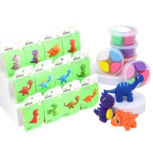 Modelliermasse-Set, Modelliermasse für Kinder, kreatives Basteln mit Ton, Dinosaurier-Ton-Set zum Modellieren mit leichtem Schaumstoff und hüpfendem Ton, um alle Arten von Formen und Figuren zu formen von Ysvnlmjy