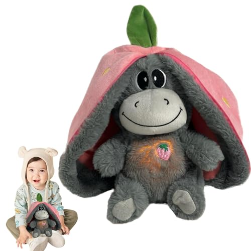 Ysvnlmjy Breathing Plush Toy, Fruit Donkey Plush Animal, Fruit-Themed Donkey Plush Toy, Snuggle Breathing Plush with Lights and Music, 29x24x16cm Soothe Animal Plush Toy for Early Education von Ysvnlmjy