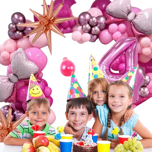 Geburtstags-Luftballons-Dekorationsset, rosa Party-Luftballons,Schleifen-Zahlen-Party-Luftballons-Set für Geburtstagsfeier - Latex-Luftballons in Rosa, rosa Metall-Latex-Luftballons mit von Ysvnlmjy