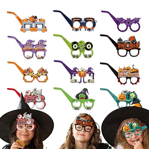 Ysvnlmjy Halloween-Partybrille | Halloween-Neuheitsbrillen | Halloween-Brillen-Partygeschenke | 12-teiliges Brillenset mit Zubehör, das das Urlaubserlebnis für Kinder und Erwachsene verbessert von Ysvnlmjy