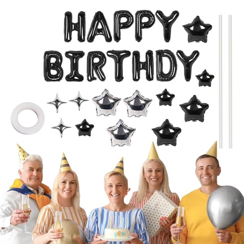 Happy Birthday Schild | Geburtstagsparty-Luftballons, aufblasbare Party-Dekoration, Buchstaben und Stern-Luftballons, Geburtstagsparty-Set für Jungen, Mädchen, Frauen, Männer von Ysvnlmjy