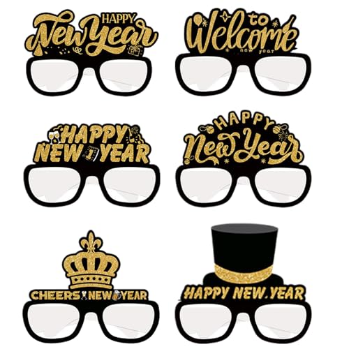 Ysvnlmjy Happy New Year Brille, lustige Neujahrsbrille, Neujahrsbrille, dekorative Brillen, Urlaubsbrille, Neujahrsbrille, Foto-Requisiten, Neujahrs-Foto-Requisiten, Urlaubsbrille von Ysvnlmjy