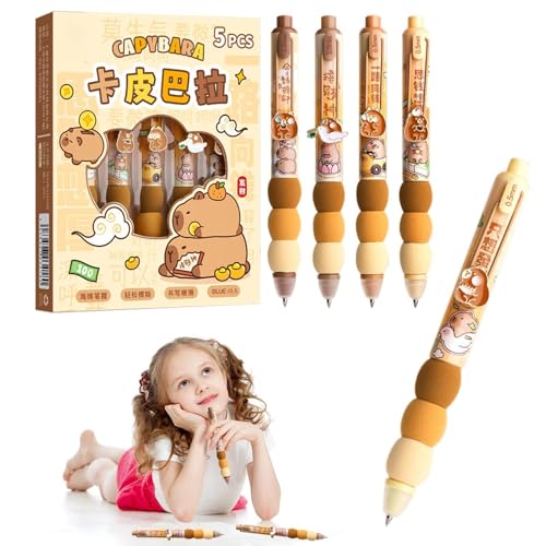 Ysvnlmjy Kugelschreiber, Capybara Stift, niedliche Kugelschreiber, schnell trocknender Stift, radierbarer Stift, 0,5 mm schwarzer Tintenstift, glattes Schreiben, weicher Griff, Schreibstifte für von Ysvnlmjy