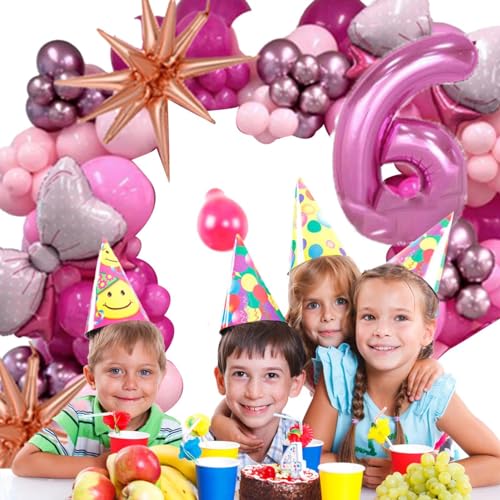 Rosa Geburtstagsdekorationen, rosa Latexballons-Set | Schleifen-Zahlen-Geburtstagsdekorationen-Party-Set | Rosafarbene Rosen-Ballonschleife, Folien-Zahlen-Latex-Luftballons von Ysvnlmjy