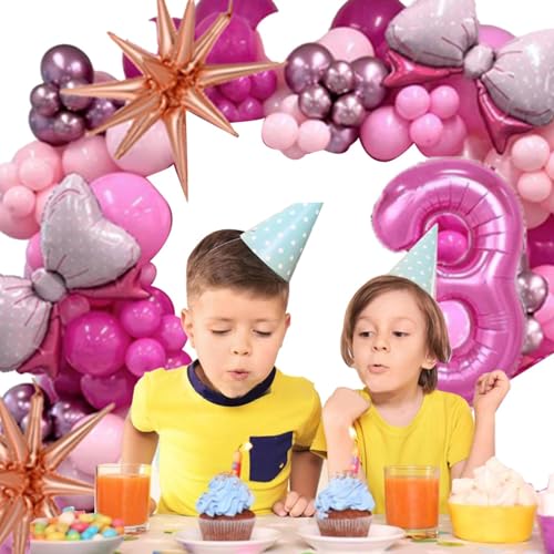 Rosa Partyballons,Rosa Ballon-Geburtstagsparty-Set - Schleifen-Zahlen-Geburtstagsdekorationen-Party-Set,Latex-Luftballons in Rosa, rosa Metall-Latex-Luftballons mit von Ysvnlmjy