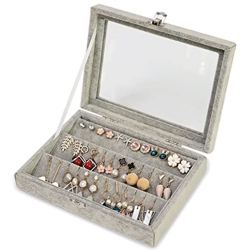 Schmuckkästen , Schmuckschatulle, Schmuckschatulle, Organizer for Frauen und Mädchen, Aufbewahrungsbox, staubdicht, einfache, transparente Schmuckschatulle, Aufbewahrungsbox for Ohrringe, Armbänder, H von Yu Ru