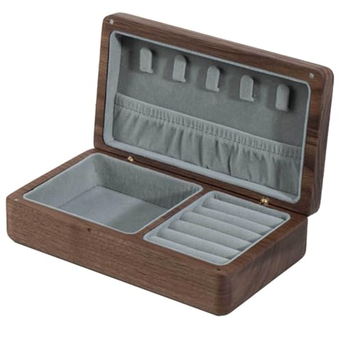 Yu Ru Schmuckkästen, Stabile Schmuckschatulle aus Holz, rustikaler Stil, Schmuck-Organizer, Aufbewahrungsbox, Reise-Schmucketui for Halsketten, Ohrringe, Armbänder, Ringe, for Frauen und Mädchen C(C) von Yu Ru