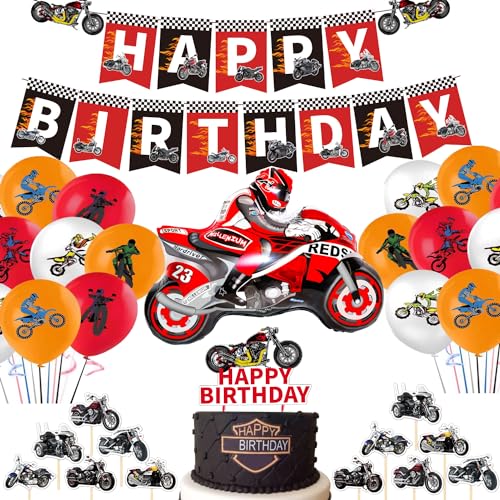 Motocross-Geburtstagsparty-Zubehör,Motorrad Geburtstagsbanner Motorrad Geburtstagsdekoration, Motocross Sport Geburtstags dekoration,Dirtbike-Dekorationen, Rennen, Geburtstag für Kinder von YuChiSX