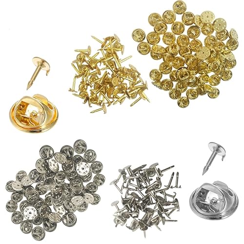 YuCool Schmetterlingskupplung mit Blanko-Stiften, 120 Paar, Schmetterlings-Clutch-Krawattennadeln, Ersatz mit 8 mm Länge, 4 mm Breite, blanko Pins für Bastelarbeiten (60 Silber und 60 Gold) von YuCool