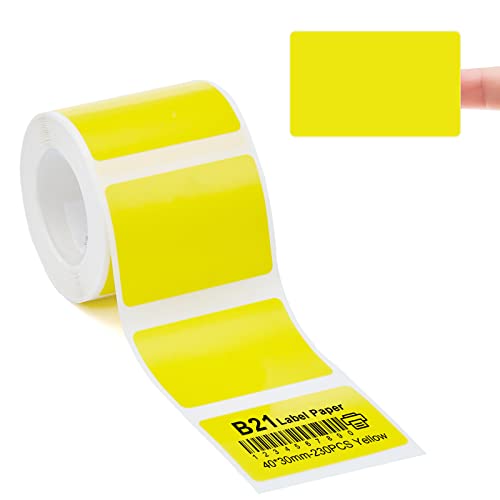 Etikettendrucker-Band Kompatibel für NIIMBOT B21/B1/B3S, Barcode Adresse Etikettendrucker Papier Gelb Wasserdicht Anti-Öl Kratzfest Aufkleber 40x30mm 230 Etiketten von YuLinca
