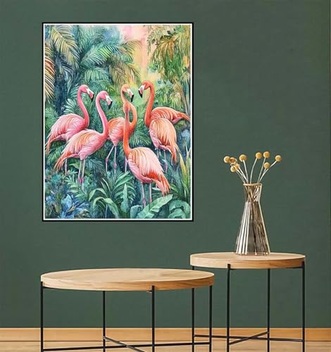 Malen Nach Zahlen Erwachsene Landschaft Malen Nach Zahlen Flamingo paint by numbers Kinder-AnfäNger, DIY Handgemalt Ölgemälde Knitterfreie Leinwand Pinsels Acrylfarbe set Geschenkideen 80x100cm l-779 von Yuammgxi