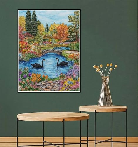 Malen Nach Zahlen Erwachsene Landschaft Malen Nach Zahlen Schwan paint by numbers Kinder-AnfäNger, DIY Handgemalt Ölgemälde Knitterfreie Leinwand Pinsels Acrylfarbe set Geschenkideen 100x150cm l-810 von Yuammgxi