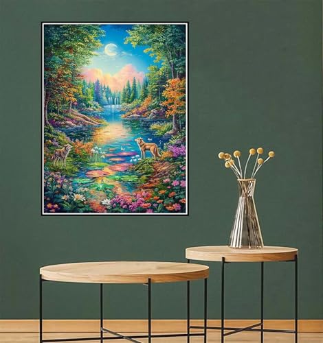 Malen Nach Zahlen Landschaft Malen Nach Zahlen erwachsene klein 70x90cm Blume DIY Ölgemälde Leinwand set mit 3 Pinseln und Acrylfarben, Kreativ Geschenke für Frauen Home Wand Décor, Ohne Rahmen l-777 von Yuammgxi