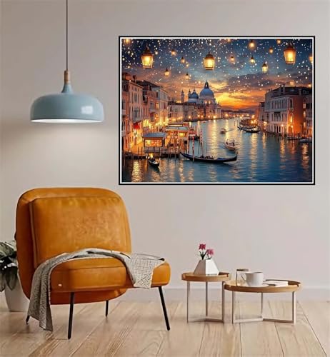 Malen Nach Zahlen Stadt Malen Nach Zahlen erwachsene klein 90x120cm Landschaft DIY Ölgemälde Leinwand set mit 3 Pinseln und Acrylfarben, Kreativ Geschenke für Frauen Home Wand Décor Ohne Rahmen l-1020 von Yuammgxi