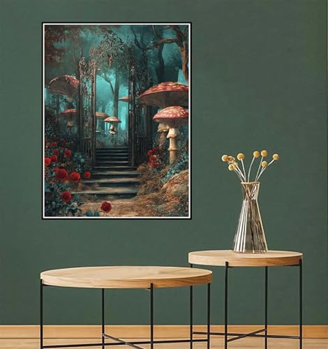 Malen Nach Zahlen ab 7 Jahre Mädchen, Malen Nach Zahlen Erwachsene Landschaft Paint by Numbers Kinder Teenager DIY Bastelset Erwachsene Leinwand Kit, Home Dekor Frauen Geschenke 100x150cm Pilz l-787 von Yuammgxi