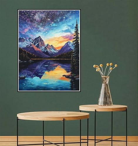 Malen Nach Zahlen ab 7 Jahre Mädchen, Malen Nach Zahlen Erwachsene Landschaft Paint by Numbers Kinder Teenager DIY Bastelset Erwachsene Leinwand Kit, Home Dekor Geschenke 100x150cm Sternenhimmel l-817 von Yuammgxi