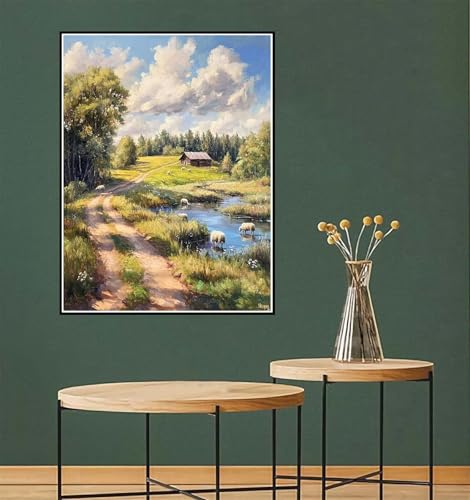 Malen Nach Zahlen ab 7 Jahre Mädchen, Malen Nach Zahlen Erwachsene Landschaft Paint by Numbers Kinder Teenager DIY Bastelset Erwachsene Leinwand Kit Home Dekor Frauen Geschenke 80x100cm Ländlich l-816 von Yuammgxi