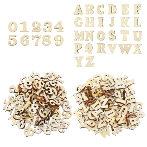 Yuanchu 204Stück Kleine Holzbuchstaben und Holzzahlen,15MM Buchstaben aus Holz zum Basteln und Bemalen Kleinbuchstaben (A-Z) Zahlen Holz (0-9) Holz Buchstaben Deko für DIY Frühes Lernen Hochzeit Party von Yuanchu