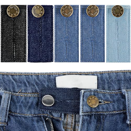 Yuanchu 5 Stück Hosenbunderweiterung Knopf Für Jeans,8.1x3.5cm verstellbare Taillenverlängerungen Taille Erweiterung Knopf Bund-Expanders für Jeans Röcke Hosen Umstandshose von Yuanchu