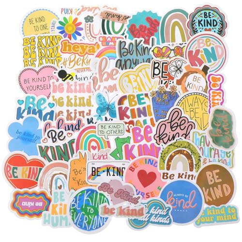 Yuanchu 50 Stück Boho ästhetische Sticker, Be Kind Aufkleber Wasserdichte Vinyl Aufkleber Schöne ansprechende Motivationsaufkleber für Jugendliche Erwachsene Laptop Wasserflaschen Scrapbooking Mappen von Yuanchu