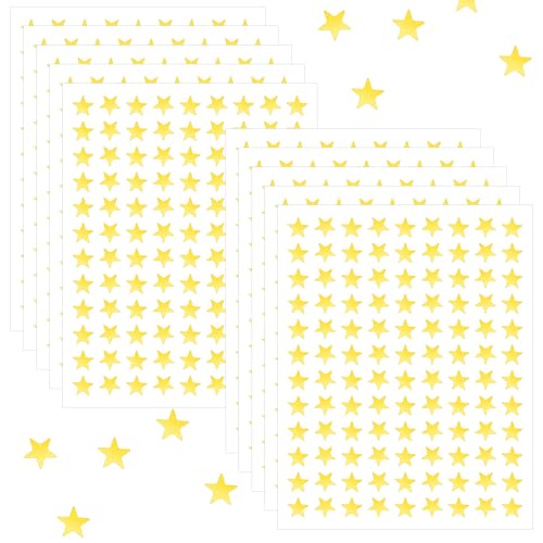 Yuanchu 5440 Stück/50 Blätter Stern-Aufkleber, 8mm Kleine Goldfolie Sticker Sterne Selbstklebende Aufkleber Sterne Belohnungssticker für Kinder Lehrer Studenten Scrapbooking DIY-Grußkarten von Yuanchu