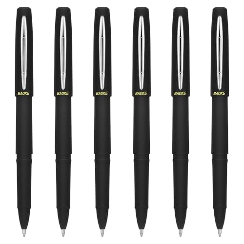 Yuanchu 6 Stück Tintenroller Mit Flüssige Tinte, 0,7 Mm Schwarz Kugelschreiber Schnelltrocknend Sanftes Schreiben Mittlere Spitze Rollerball Pen Glatter Signatur Stift für Journal und Büromateria von Yuanchu