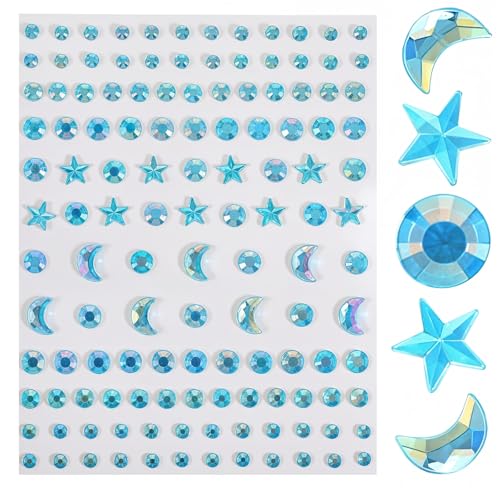 Yuanchu Glitzersteine Selbstklebend Gesicht, 768 St Bastelglitzer Selbstklebende Glitzersteine Sticker Glitzer Strasssteine Aufkleben 3 Formen 5 Größen Acryl Schmucksteine Verzieren Basteln(Blau) von Yuanchu