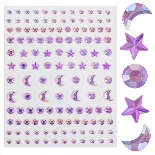 Yuanchu Glitzersteine Selbstklebend Gesicht, 768 St Bastelglitzer Selbstklebende Glitzersteine Sticker Glitzer Strasssteine Aufkleben 3 Formen 5 Größen Acryl Schmucksteine Verzieren Basteln(Lila) von Yuanchu